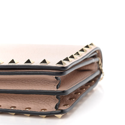 Valentino Garavani Pebbled Calfskin Rockstud Wallet on Chain Poudre 9 of 10