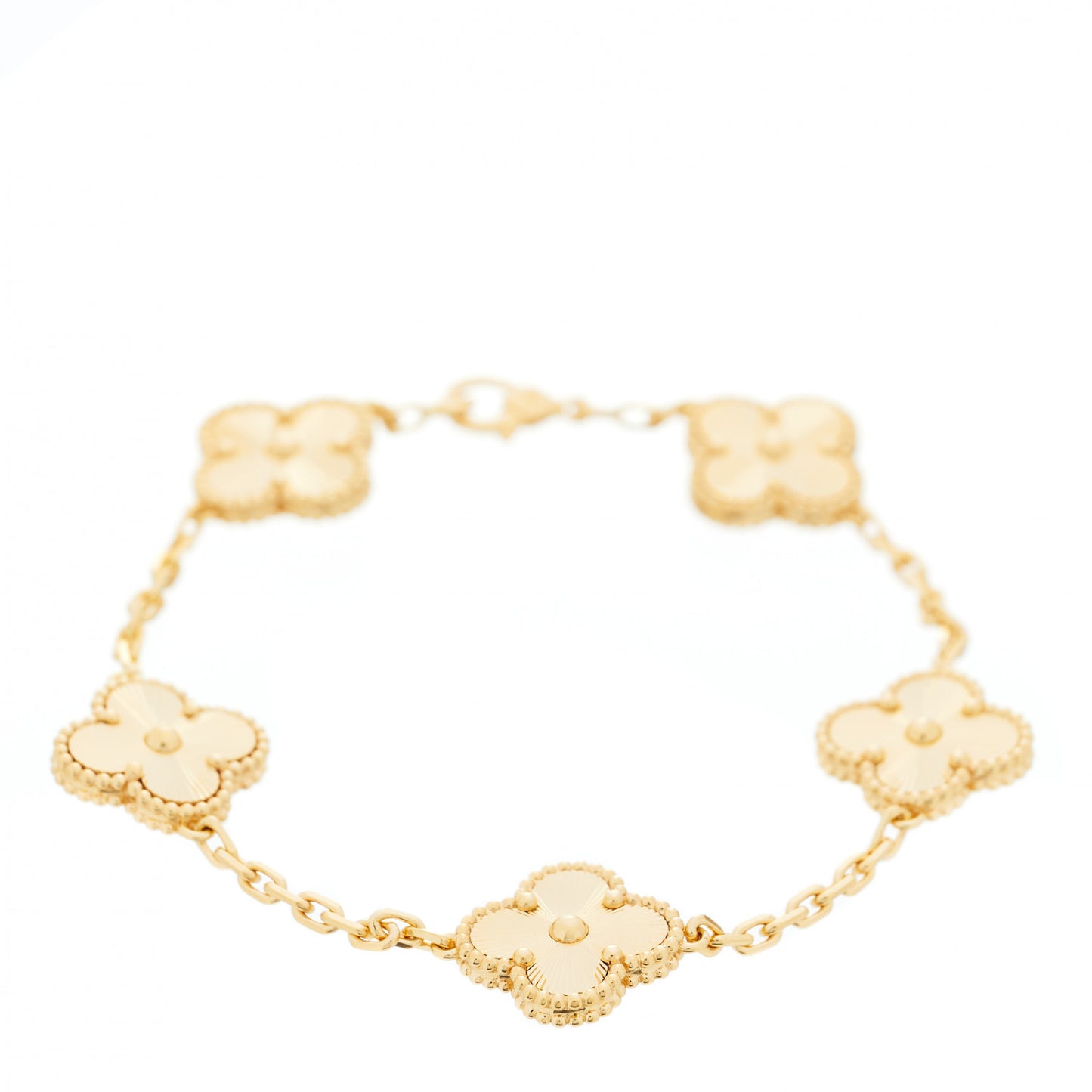 18K Yellow Gold 5 Motifs Guilloche Vintage Alhambra Bracelet