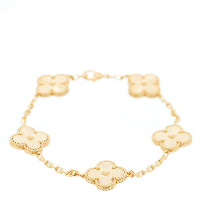 Van Cleef & Arpels 18K Yellow Gold 5 Motifs Guilloche Vintage Alhambra Bracelet 1 of 6