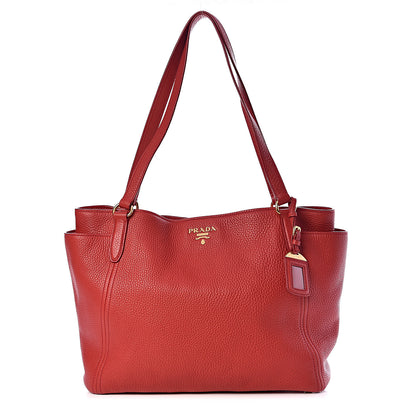 Prada Vitello Daino Side Pocket Tote Rosso 1 of 10