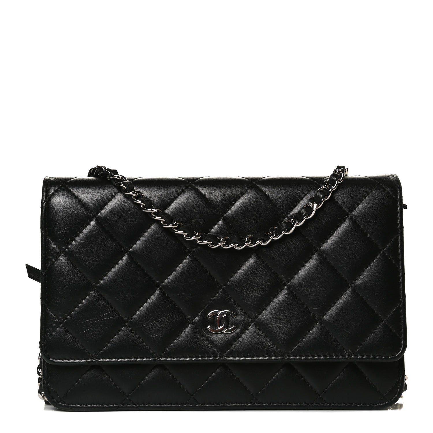 Chanel Lambskin Quilted Wallet On Chain WOC Black 2 of 15