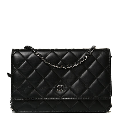 Chanel Lambskin Quilted Wallet On Chain WOC Black 2 of 15