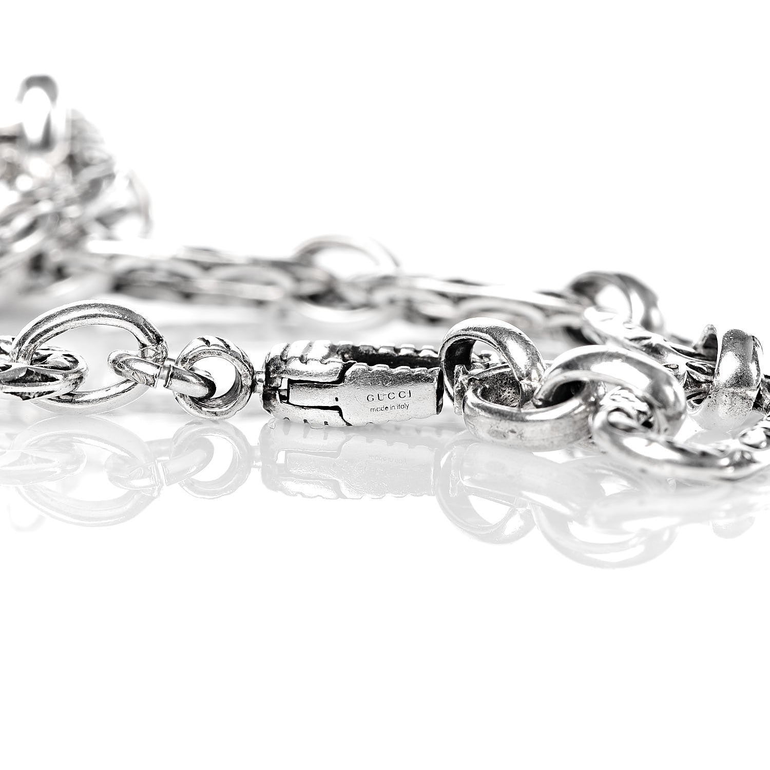 Gucci Sterling Silver Textured Interlocking G Charm Bracelet 5 of 6