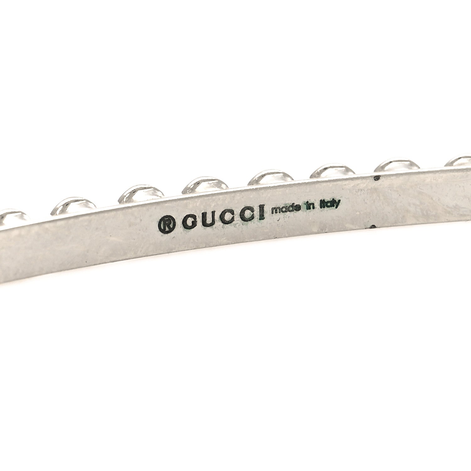 Gucci Metal Crystal Pearl Heart Hairband Silver 4 of 4