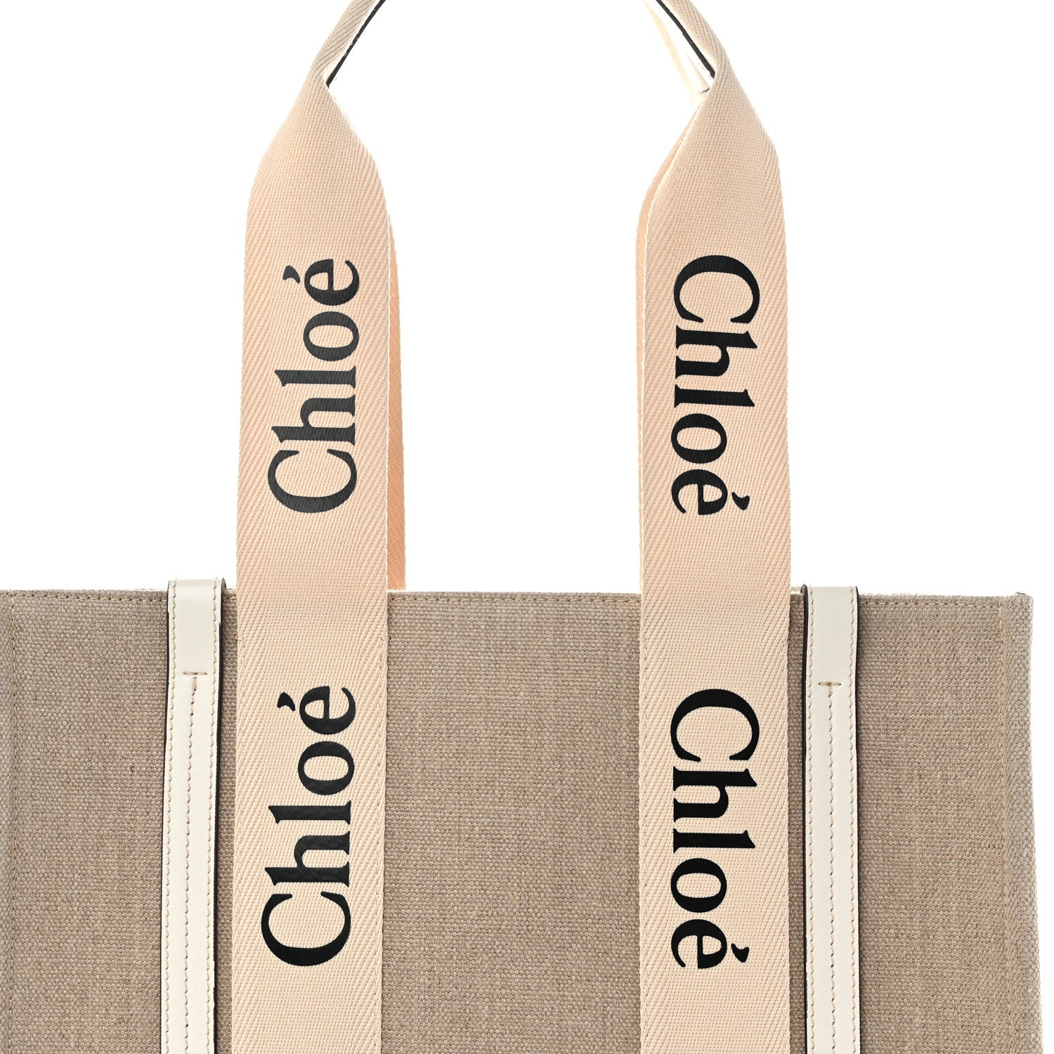 Chloe Linen Calfskin Medium Woody Ribbon Tote White 8 of 12