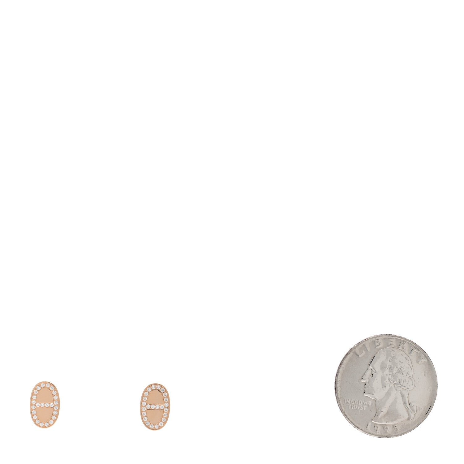 Hermes 18K Rose Gold Diamond Chaine d'Ancre Contour Stud Earrings 2 of 5