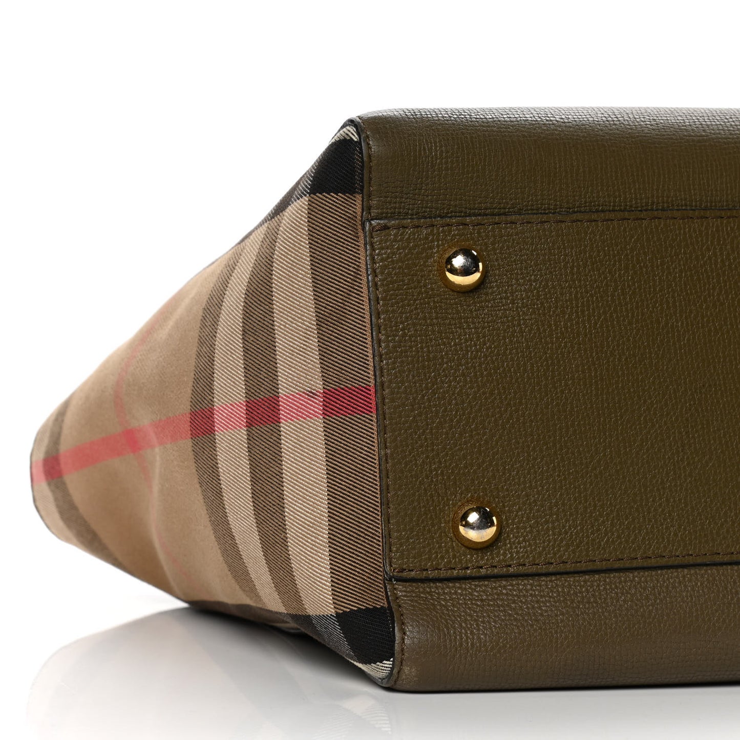 Grainy Calfskin House Check Small Canterbury Olive Melange