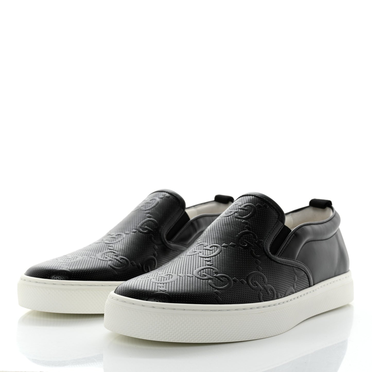 Calfskin GG Tennis Embossed Mens Dublin Slip On Sneakers 9.5 Black