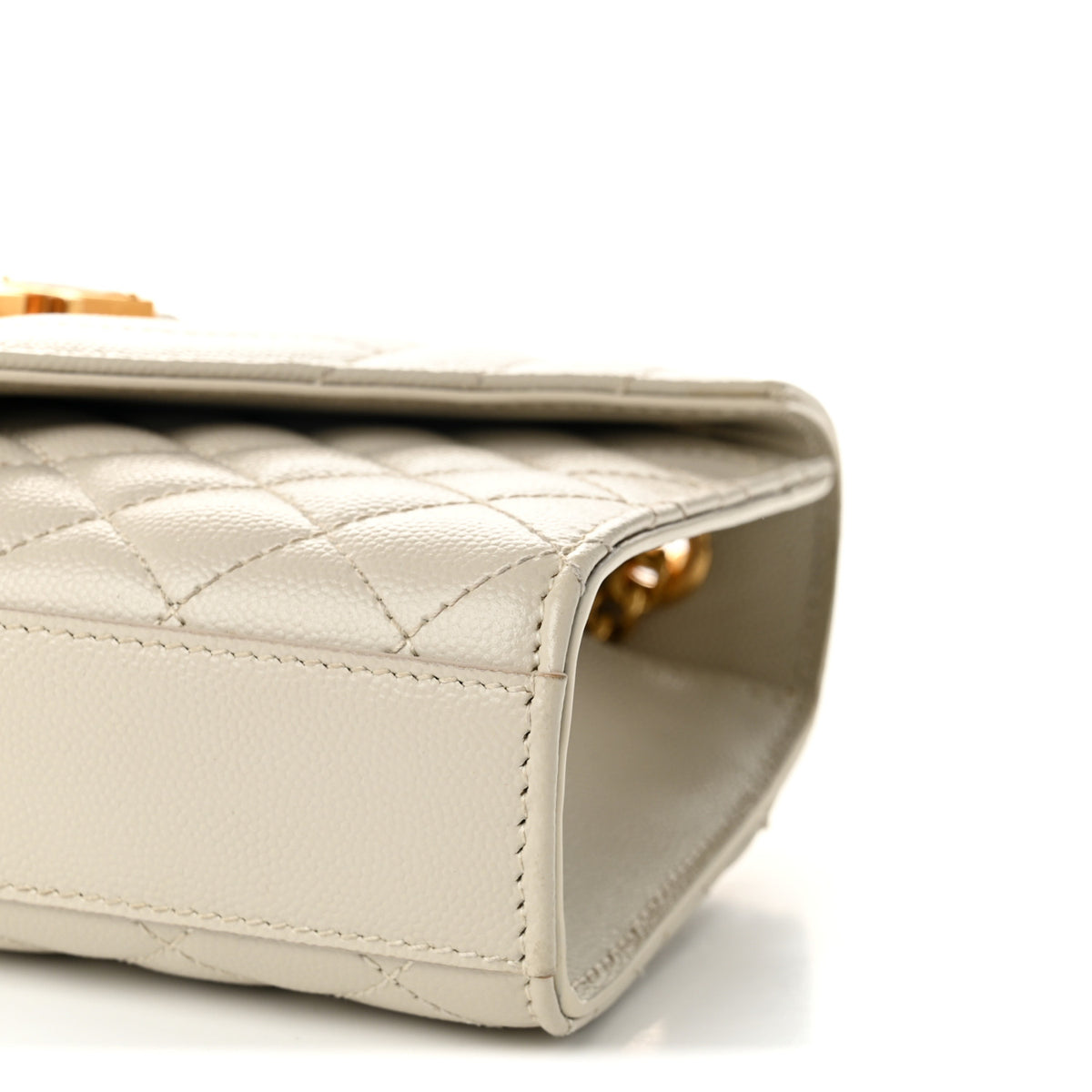 Saint Laurent Grain De Poudre Textured Mixed Matelasse Triquilt Small Monogram Satchel Crema Soft 9 of 10
