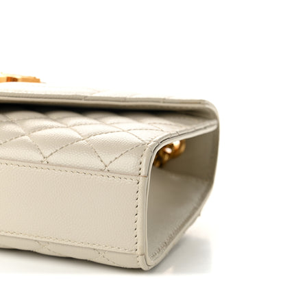Saint Laurent Grain De Poudre Textured Mixed Matelasse Triquilt Small Monogram Satchel Crema Soft 9 of 10