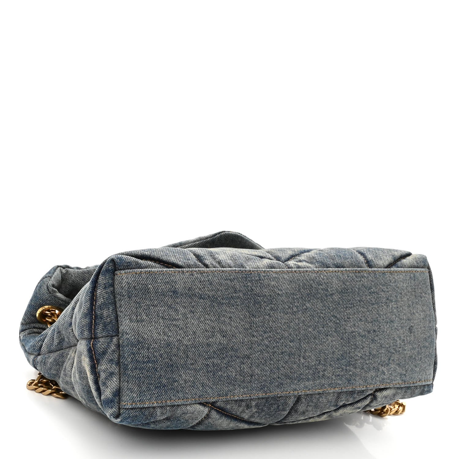 Saint Laurent Denim Quilted Small Loulou Puffer Monogram Chain Satchel Blue Cinnamon 4 of 9