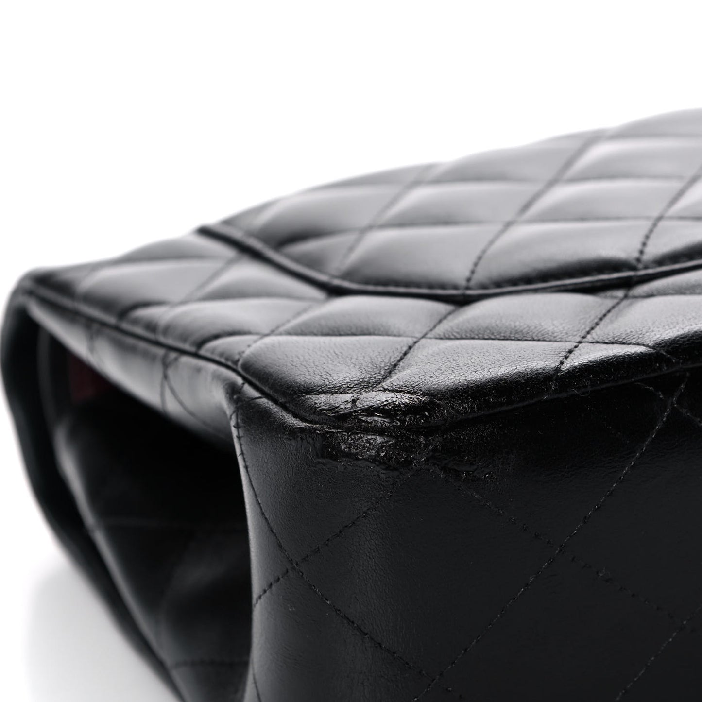 Lambskin Quilted Jumbo Double Flap Black