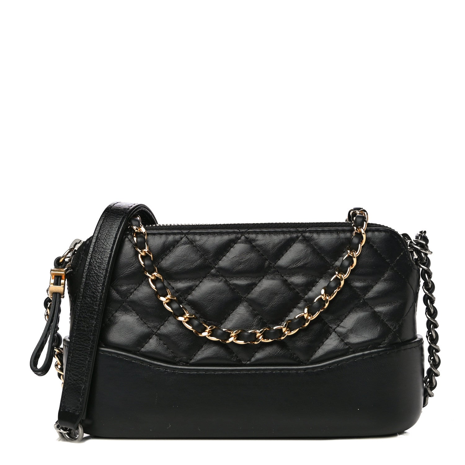 Chanel Aged Calfskin Quilted Small Gabrielle Clutch With Chain Black 1 of 14