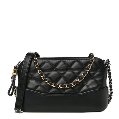 Chanel Aged Calfskin Quilted Small Gabrielle Clutch With Chain Black 1 of 14