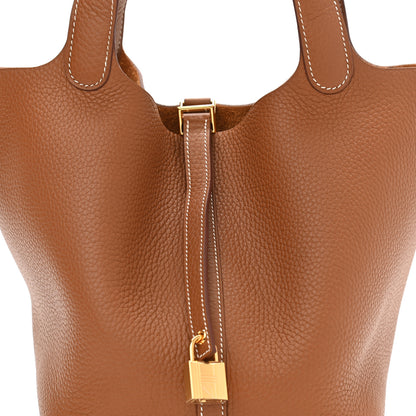 Hermes Taurillon Clemence Picotin Lock 22 MM Gold 8 of 11