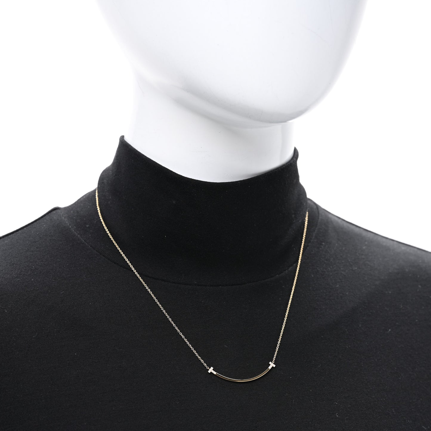 18K Yellow Gold Diamond Small T Smile Pendant Necklace