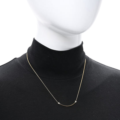 Tiffany 18K Yellow Gold Diamond Small T Smile Pendant Necklace 2 of 5