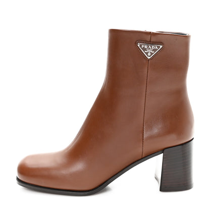 Prada Vitello Triangle Ankle Boots 36.5 Cognac 1 of 9