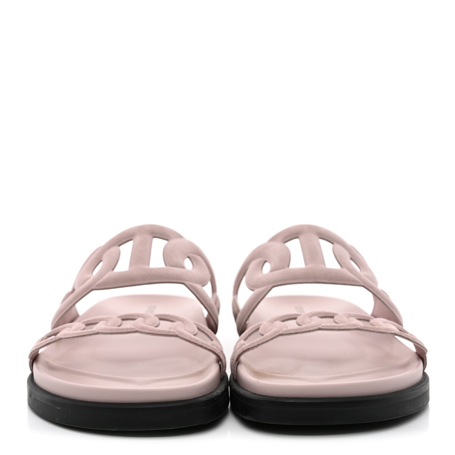 Hermes Suede Goatskin Extra Sandals 38.5 Rose Porcelain 3 of 11