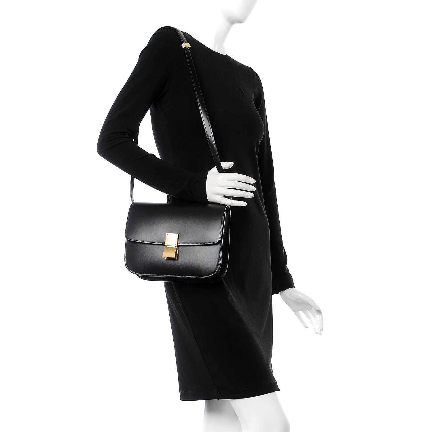 Celine Box Calfskin Medium Classic Box Flap Bag Black 2 of 7