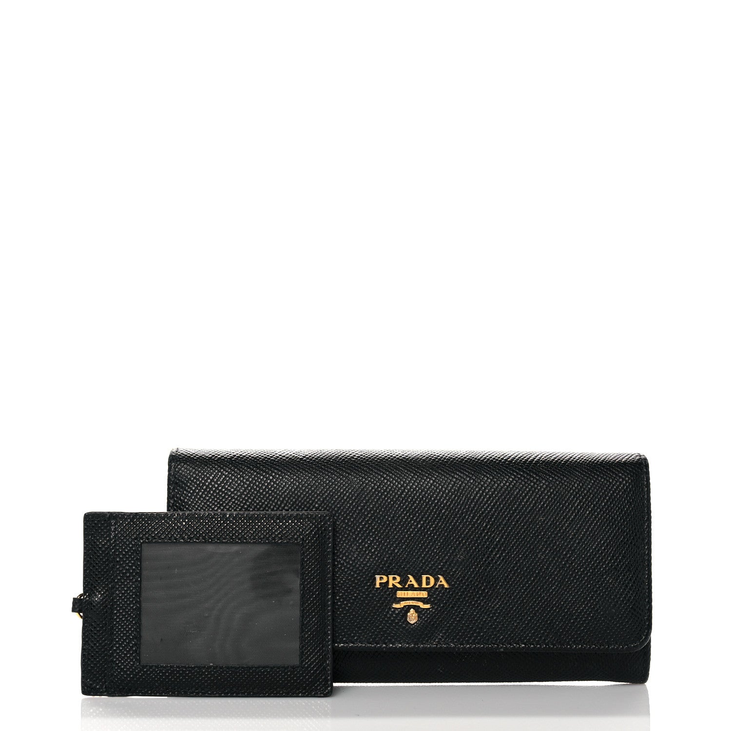 Prada Saffiano Metal Continental Flap Wallet Black 3 of 19