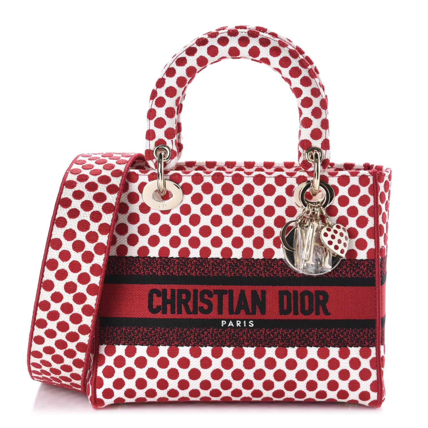 Christian Dior Canvas Medium DiorAmour Dots Lady D-Lite Red 1 of 10