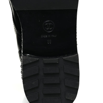 Chanel Crackled Calfskin Velvet Pearl Combat Short Boots 39 Black 9 of 19