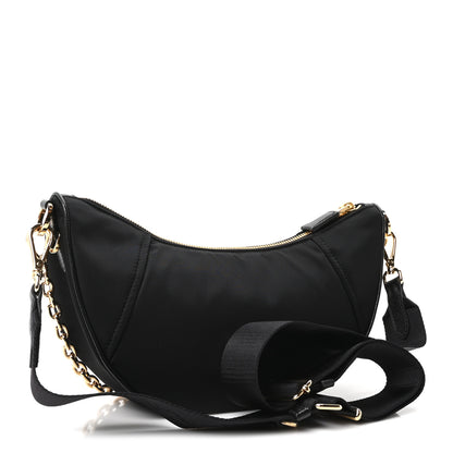 Prada Re-Nylon Saffiano Demi-lune Shoulder Bag Black 2 of 9