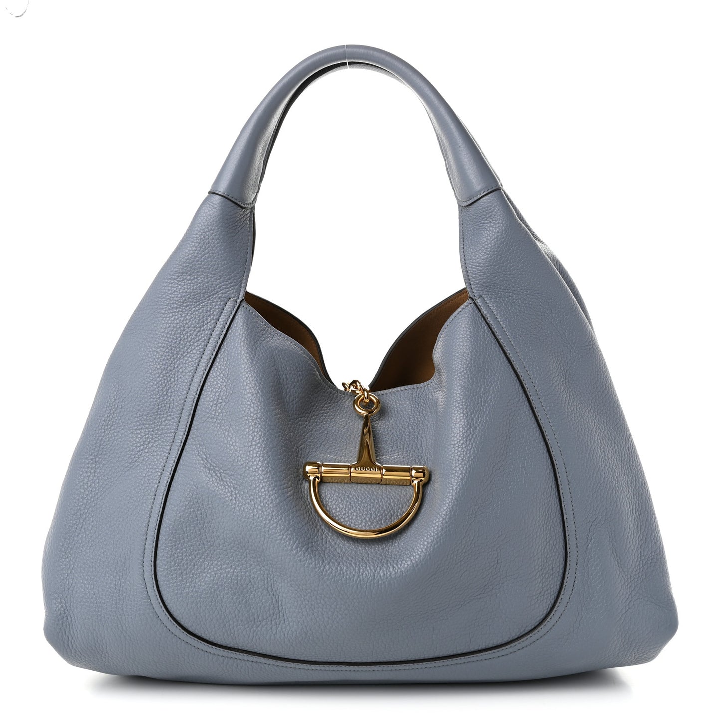 Grained Calfskin Softbit Medium Shoulder Bag Dusty Blue