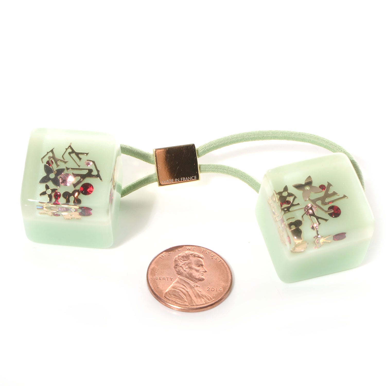 Louis Vuitton Swarovski Crystal Resin Inclusion Hair Cubes Turquoise 2 of 5