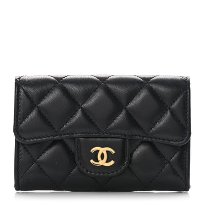 Chanel Lambskin Quilted Flap Card Holder Wallet Black 1 of 11