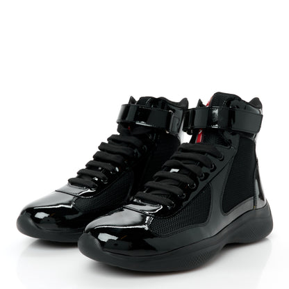 Prada Patent Technical Fabric Mens America's Cup High Top Sneakers 8.5 Black 4 of 10