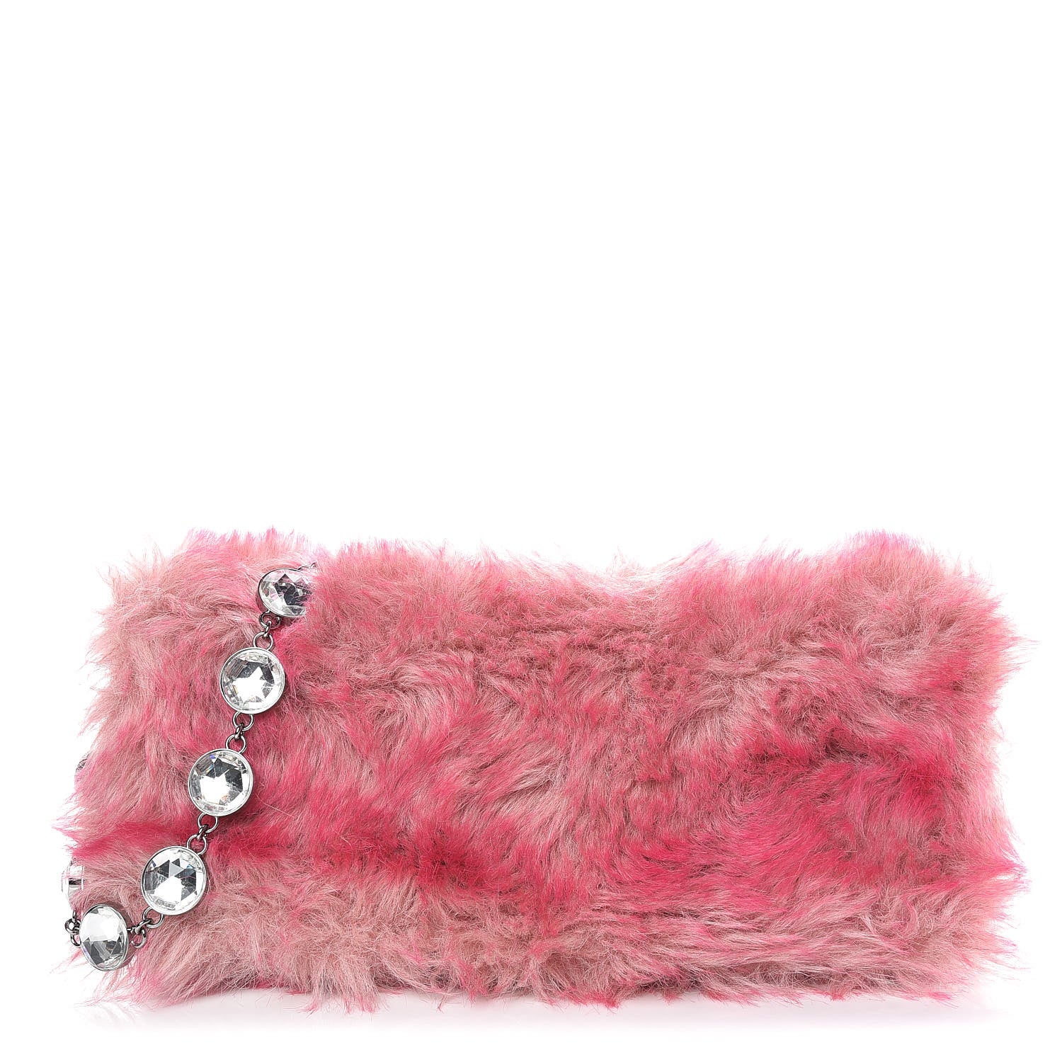 Miu Miu Mink Faux Fur Crystal Flap Clutch Pink 1 of 11