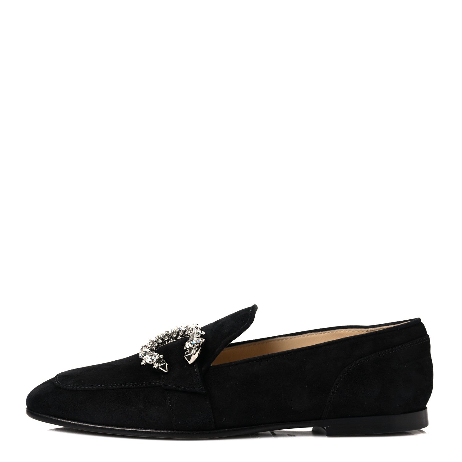 Jimmy Choo Suede Crystal Mani Flat Loafer 35 Black 1 of 12