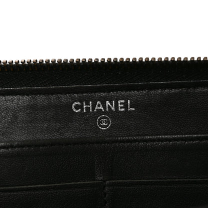 Chanel Glazed Calfskin Quilted Small Coco Boy Zip Around Wallet Black 6 of 8
