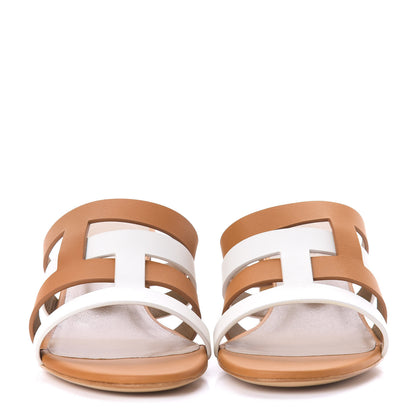 Hermes Calfskin Amica Sandals 37.5 White Natural 2 of 10