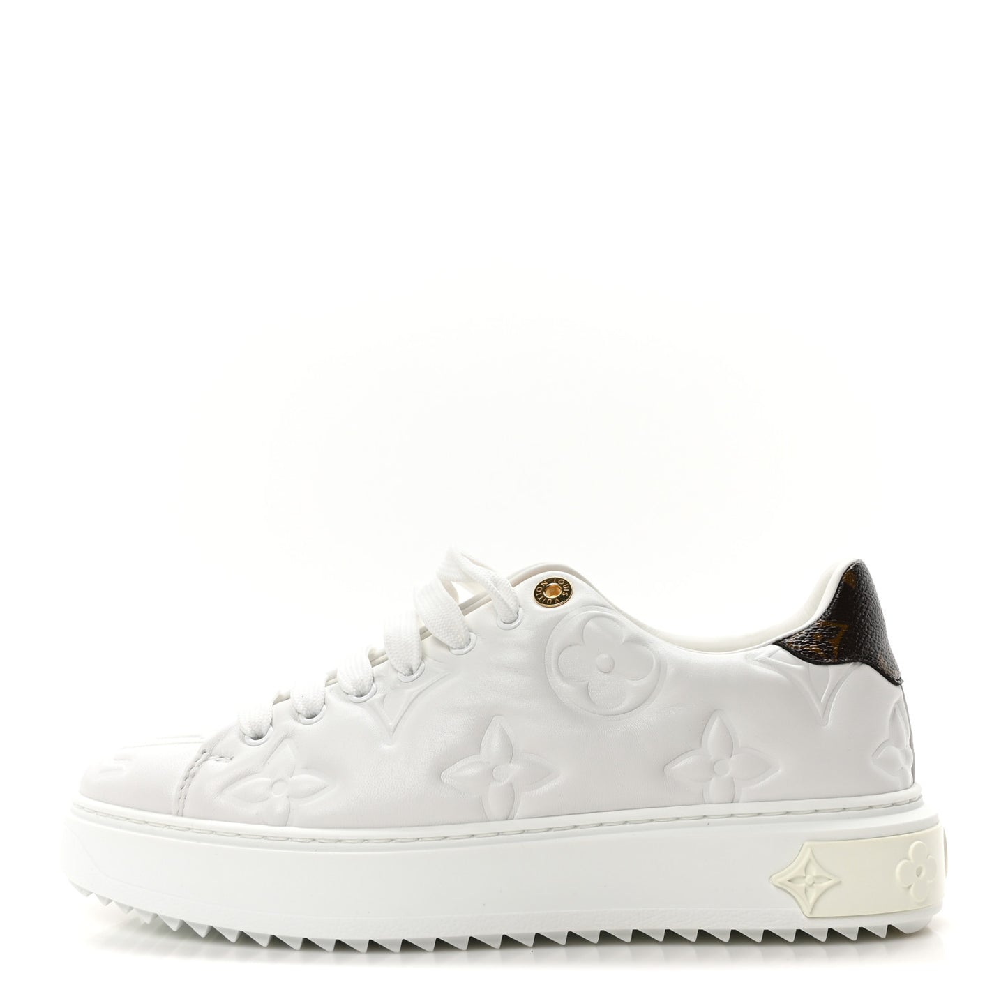Lambskin Embossed Monogram Uniformes Time Out Sneakers 39.5 White