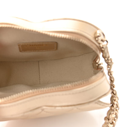 Chanel Metallic Lambskin Quilted CC In Love Heart Clutch With Chain Gold 5 of 11