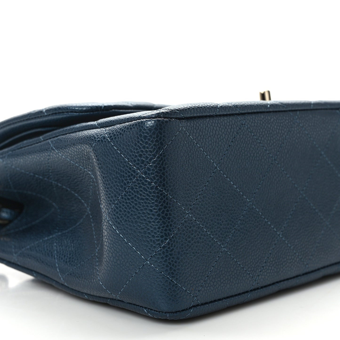 Caviar Quilted Jumbo Double Flap Dark Blue