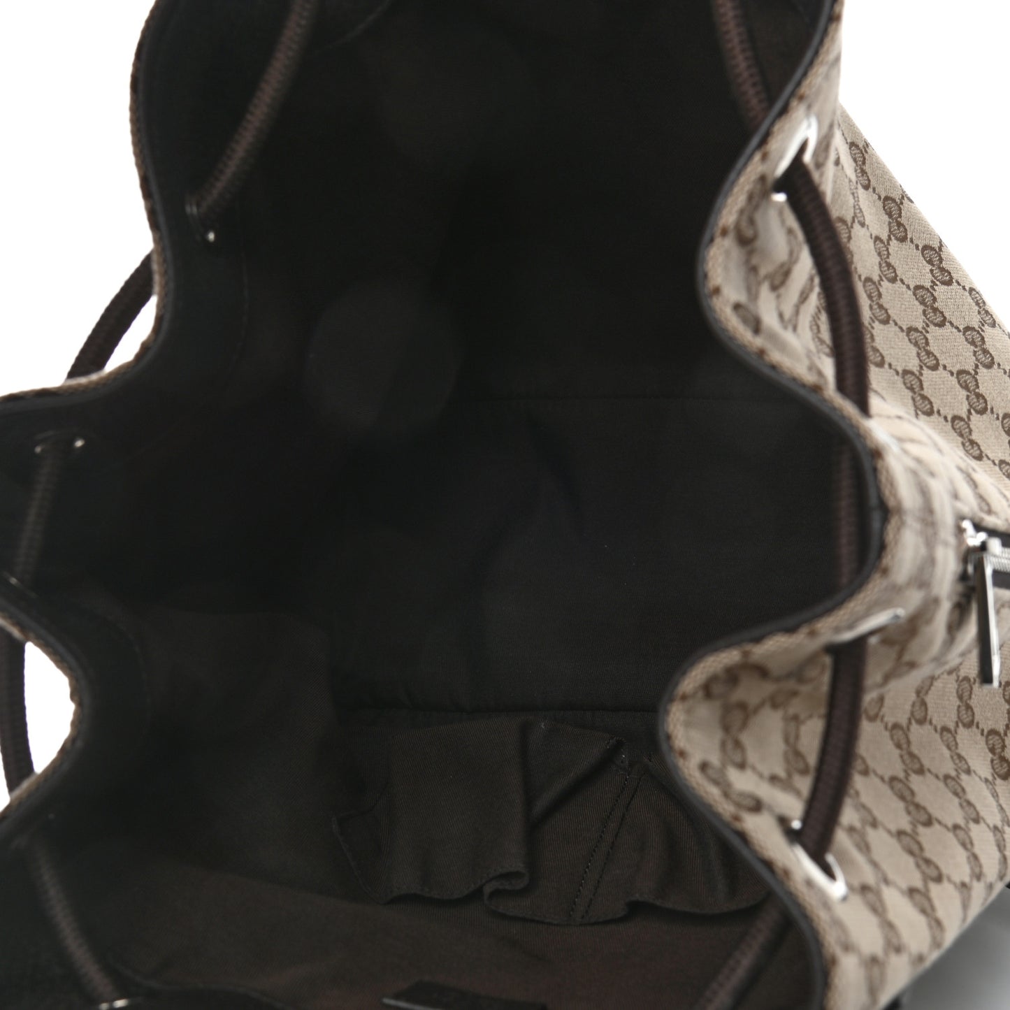 Monogram Dollar Calfskin O Drawstring Backpack Beige Ebony Testa di Moro Dark Chocolate
