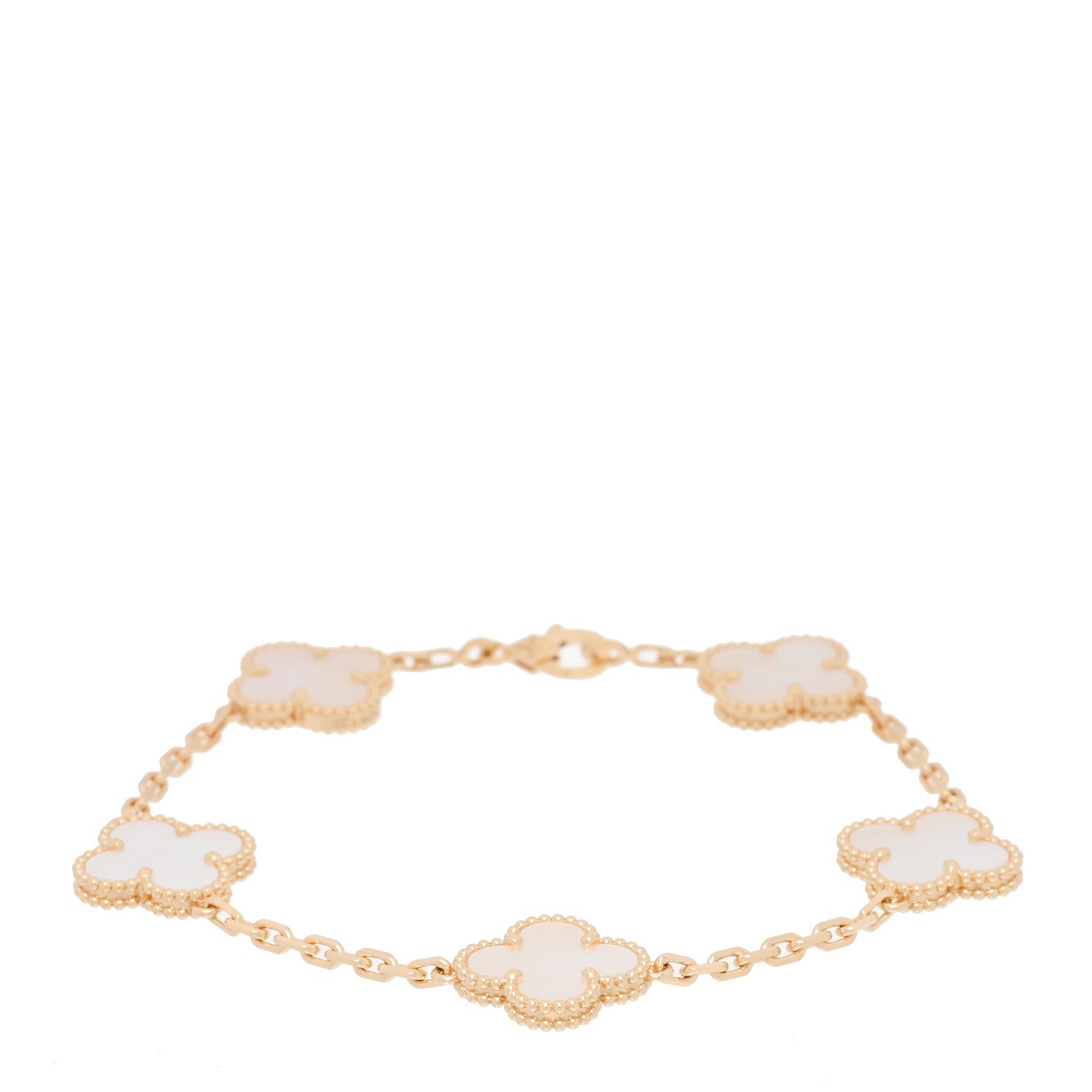 Van Cleef & Arpels 18K Yellow Gold Mother of Pearl 5 Motifs Vintage Alhambra Bracelet 1 of 4