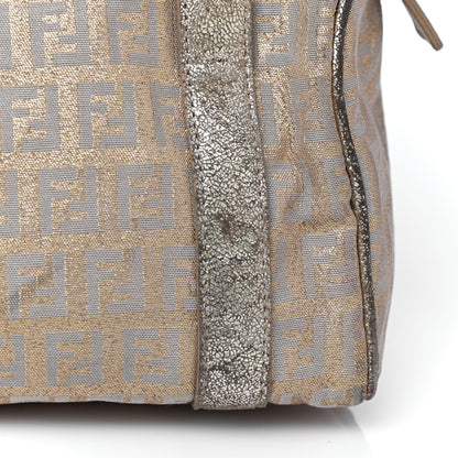 Fendi Metallic Jacquard Zucchino Mini Forever Boston Gold Silver 16 of 41