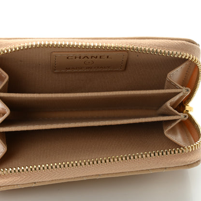 Chanel Caviar Quilted Zip Around Coin Purse Beige 5 of 9