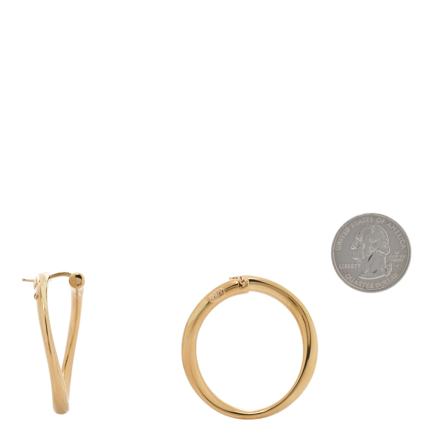 Roberto Coin 18K Yellow Gold Contoured Round Hoop Earrings 2 of 4