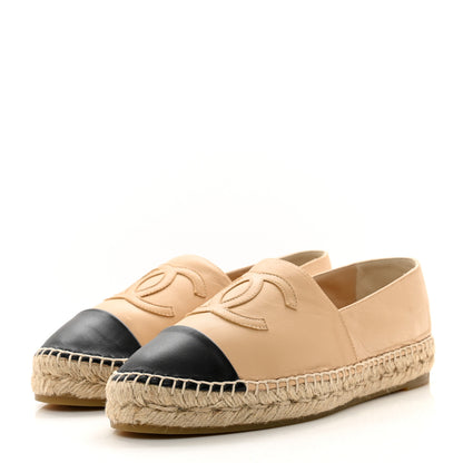 Chanel Lambskin CC Espadrilles 39 Beige Black 3 of 9