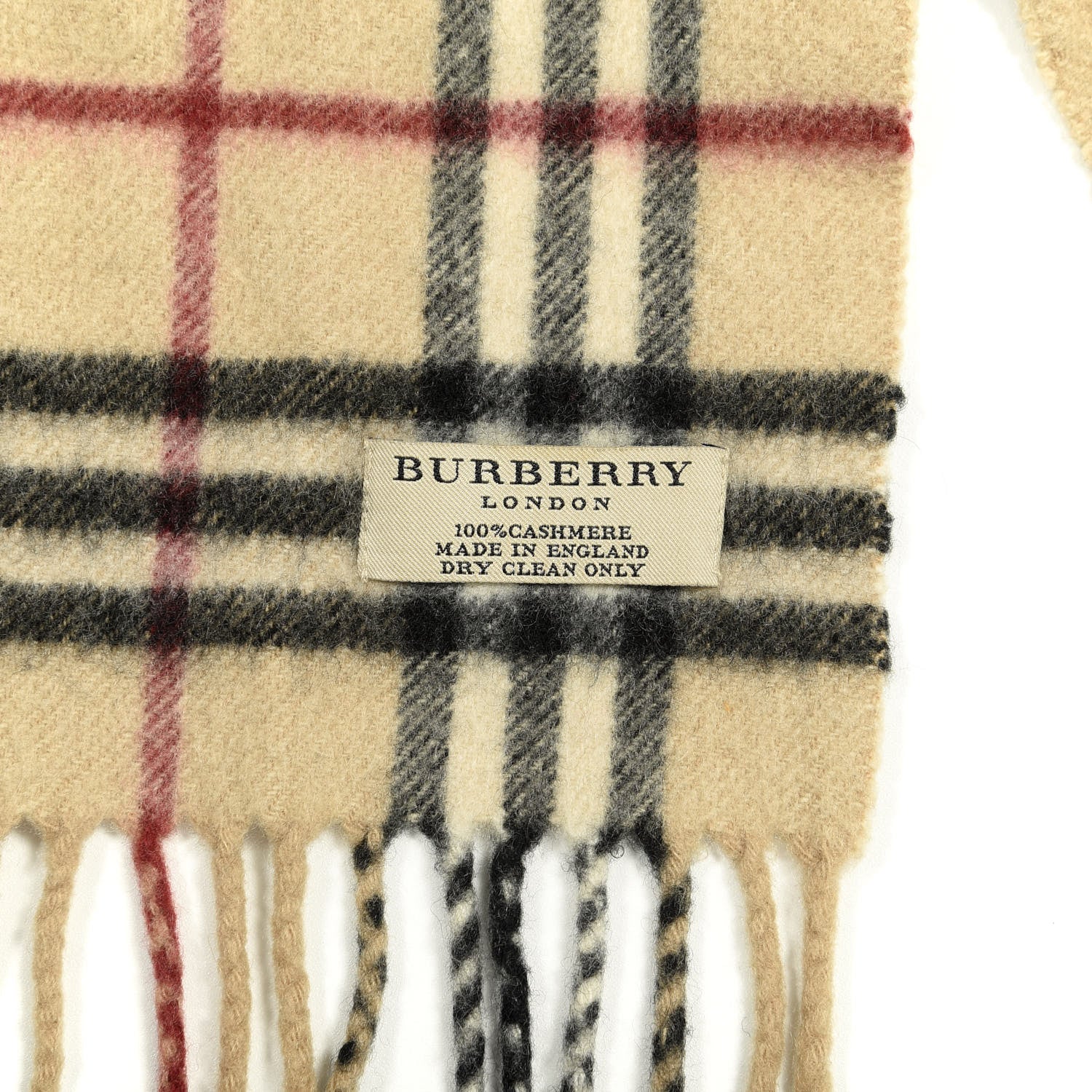 Burberry Cashmere House Check Fringe Scarf Camel 3 of 3