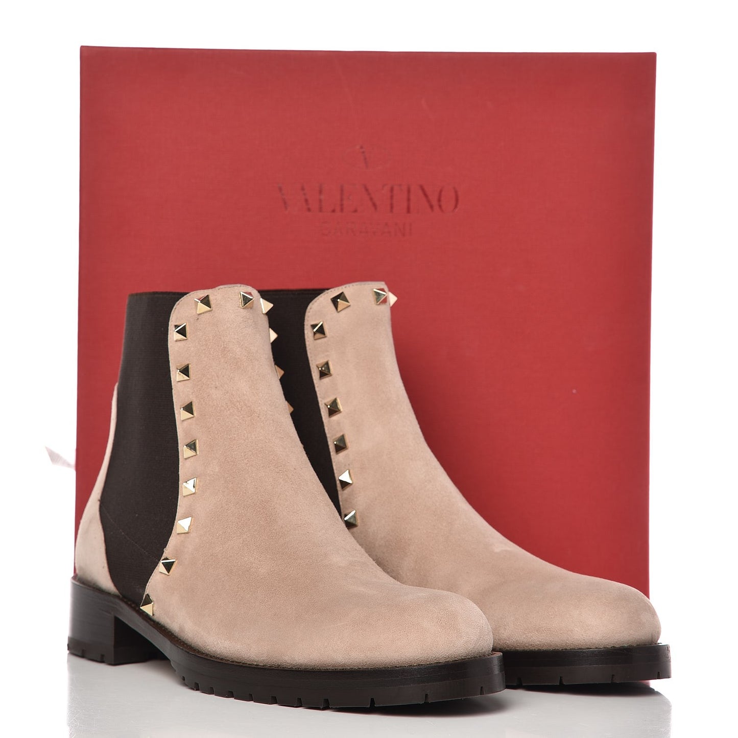 Suede Rockstud Beatle Chelsea 20mm Ankle Boots 40 Poudre