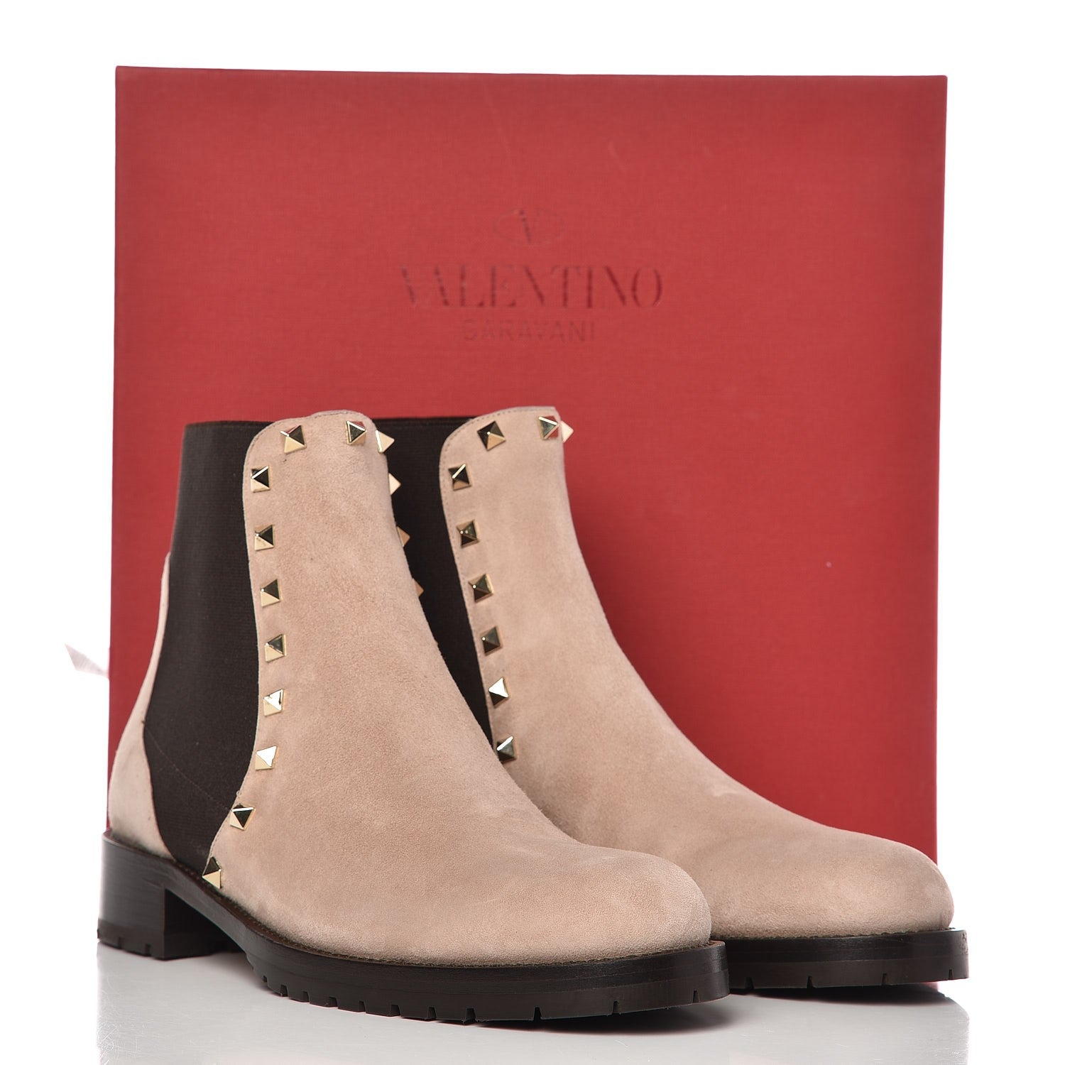 Valentino Garavani Suede Rockstud Beatle Chelsea 20mm Ankle Boots 40 Poudre 9 of 9