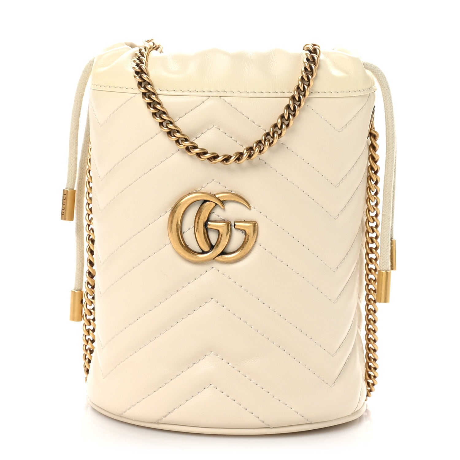 Gucci Calfskin Matelasse Mini GG Marmont 2.0 Bucket Bag White 1 of 11