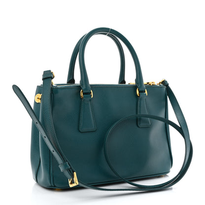 Prada Saffiano Lux Mini Double Zip Tote Ottanio 3 of 15
